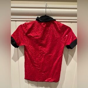 A WISH COME TRUE Medium Child Sequin Placket Guy Red & Black Dance Top C…